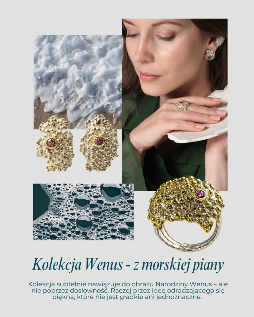 inspiracje do kolekcji biżuterii Wenus MM Sroka Design, morska piana, faktury, narodziny wenus, morze, fale